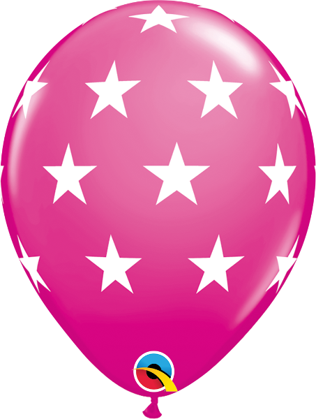 11" Star Print Round Latex Balloons - Blue Balloons With Printed Stars (453x600)