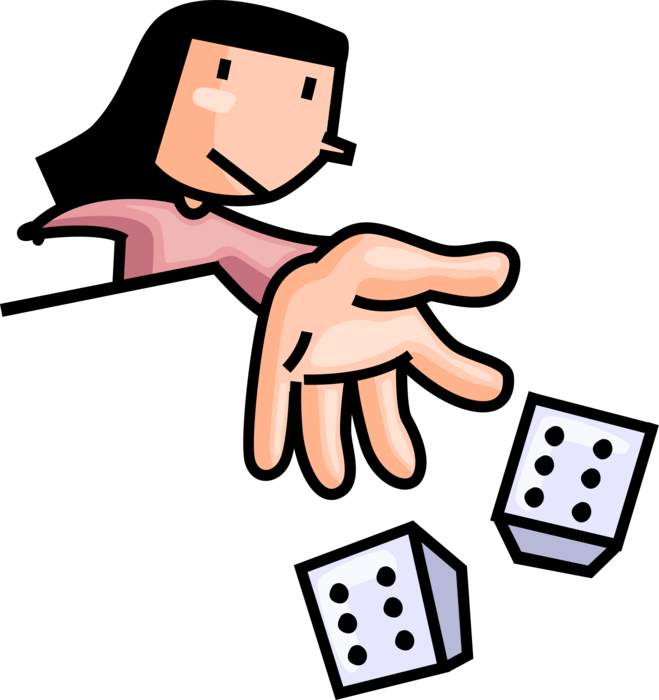 Vector Illustration Of Gambler Takes Chance Rolling - Bet Clipart (659x700)