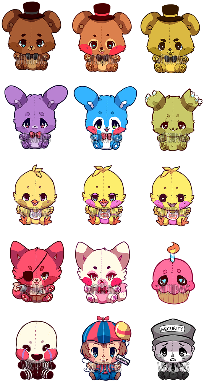 Witchpaws - Fnaf Sister Location Chibis (750x1332)