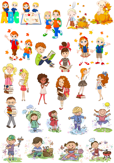 Детский Клипарт Дети - Go To School Cartoon (450x627)