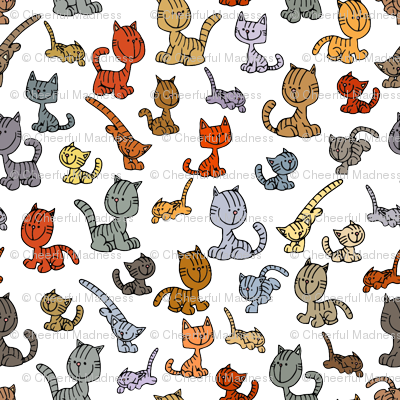 Cute Playful Cartoon Cats By Cheerful Madness - Fowl (400x400)
