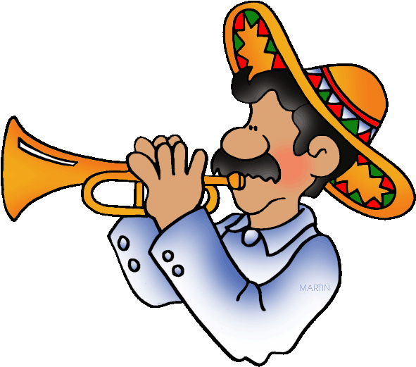 Mexico Clip Art By Phillip Martin Mariachi Trumpeter - Mexicans Clipart (648x551)
