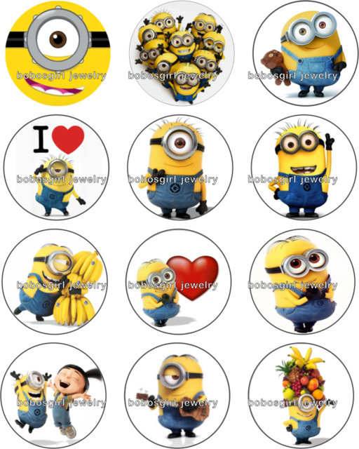 12pcs/lot Despicable Me Cartoon Pig Girls Gift 18mm - Despicable Me Minions (512x640)