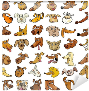 Cartoon Funny Dogs Heads Set Mousepad (400x400)