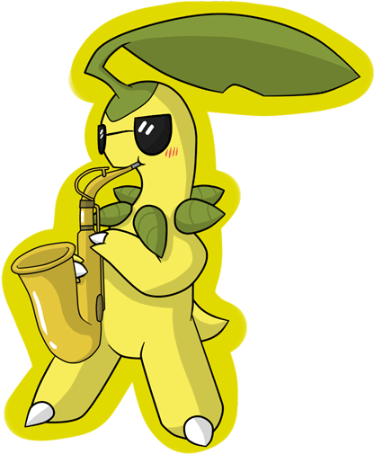 I Can't Bayleef This - Bayleef Playing The Saxophone (500x525)