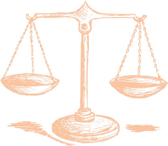 Traffic Law - Scales Of Justice Sketch (597x526)