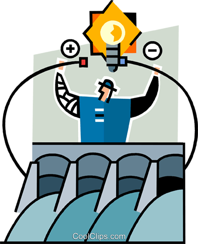 Hydro Dam Royalty Free Vector Clip Art Illustration - Hydropower (390x480)