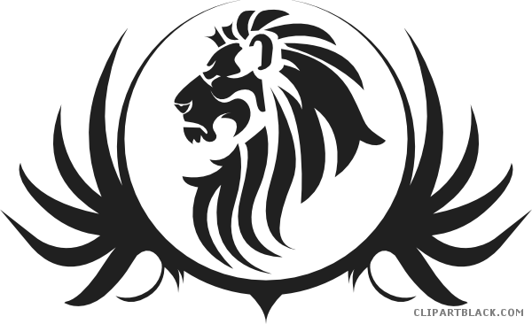 Lion Head Animal Free Black White Clipart Images Clipartblack - Lion Logo Transparent Background (600x366)