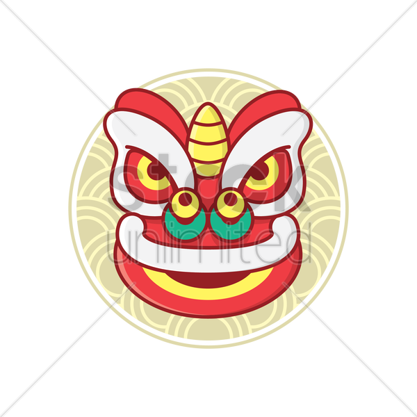 Head Of The Lion Dance Costume Vector Image - Lion Dance (600x600)