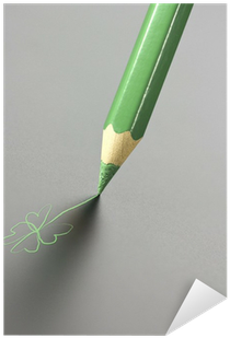 Green Pencil Drawing A Four-leaf Clover On Gray, Stylized - Oar (400x400)