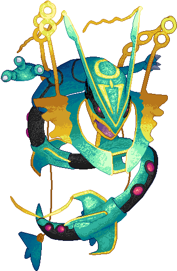 Mega Rayquaza Ex By Gigadweeb - Mega Rayquaza Pixel Art (450x600)