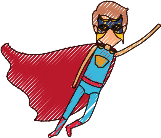 Colored Pencil Flying Superhero - Superhero (550x550)