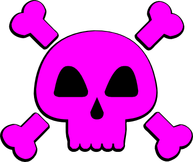 Pink/black And White/black Skull And Cross Bones Free - Pink/black And White/black Skull And Cross Bones Free (397x335)