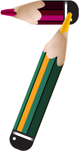Pencil Number Seven Png Clipart Image - Number Png Pencil (381x600)