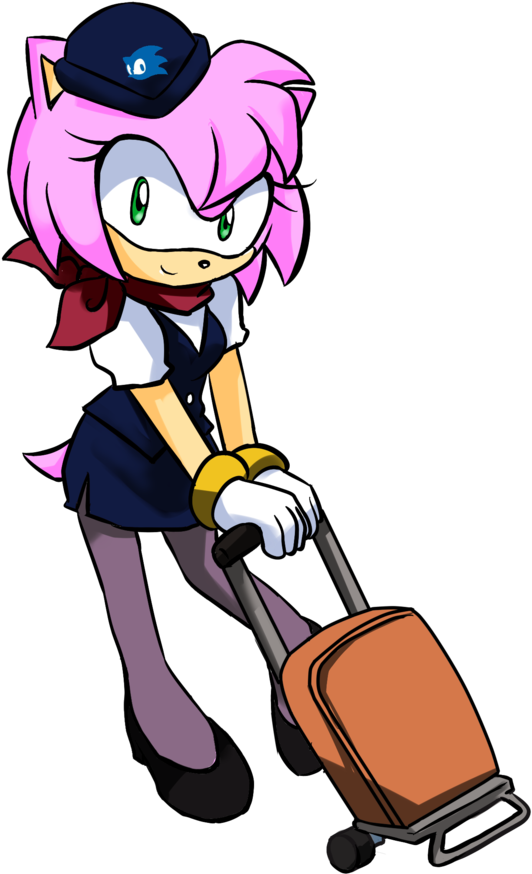 Flight Attendant Amy By Garugirosonicshadow - Splatoon Amy Rose (600x906)