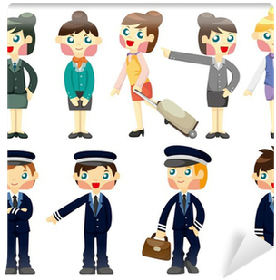 Cartoon Flight Attendant/pilot Icon Wall Mural • Pixers® - Flight Attendant Cartoon (400x400)
