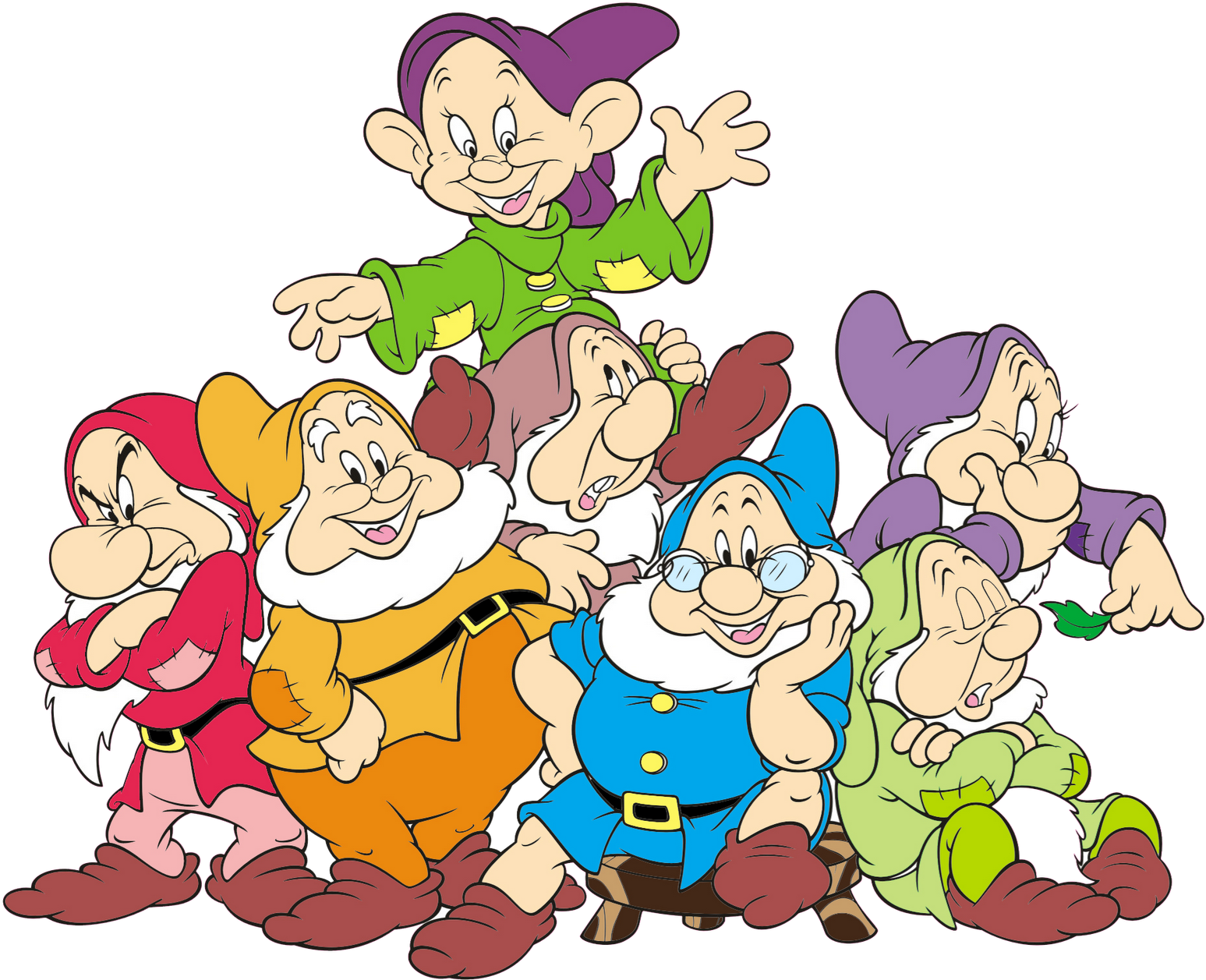 Snow White Evil Queen Seven Dwarfs Dopey Grumpy - Os Sete Anões Png (1600x1369)