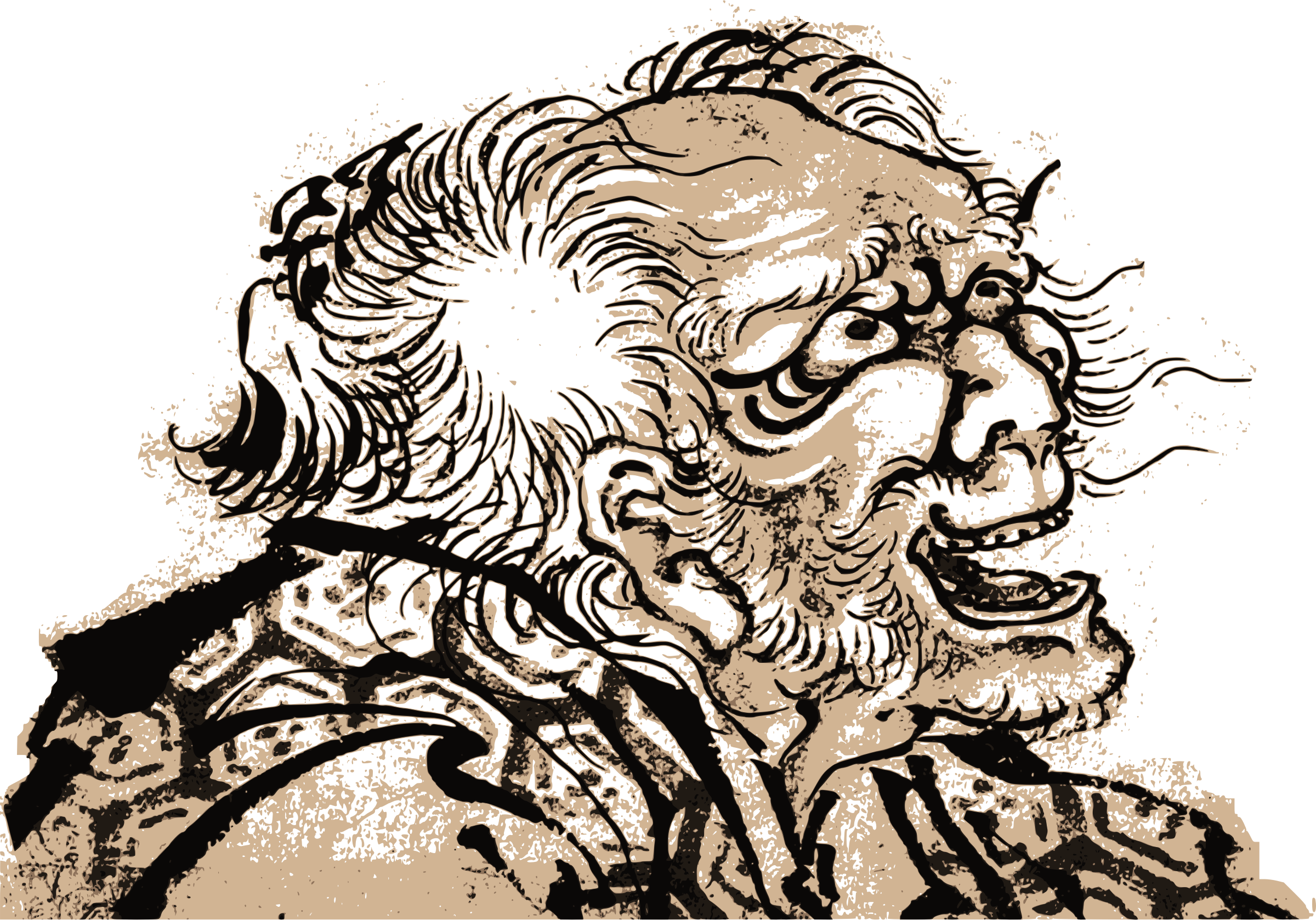 Big Image - Head Of An Old Man By Katsushika Hokusai Art Reproduction (2400x1678)