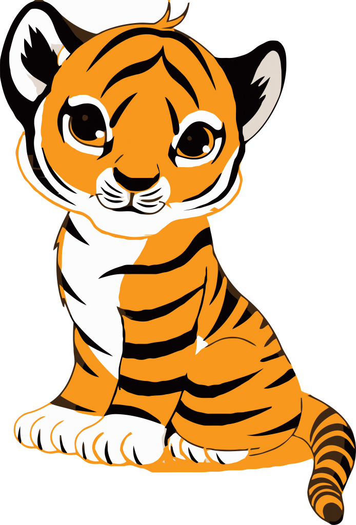 Tiger Face Clip Art Royalty Free Tiger Illustration - Cute Cartoon Tiger Cub (694x1024)