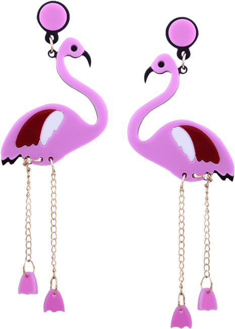 Bird Wing Chain Earrings Pink - Korean Women Jewelry Earrings Bird Wing Chain Drop (558x744)