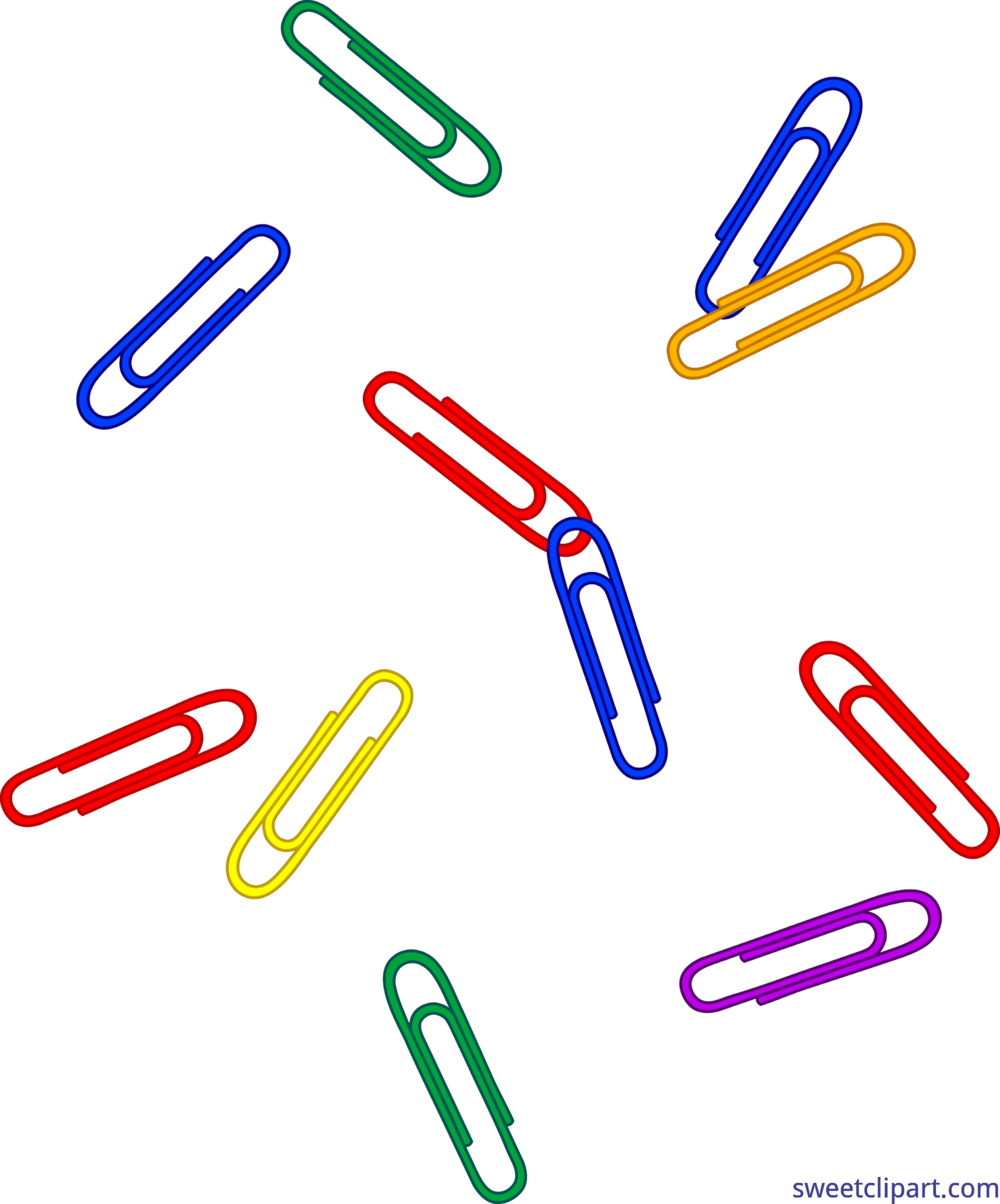 Paper Clipart Office Paper - Colorful Paper Clips Png (2907x3500)