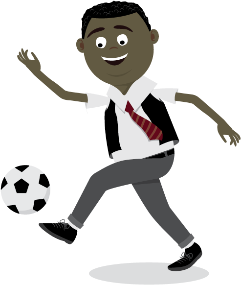 Boy In His School Uniform Playing Football - Occupational Therapy (595x842)