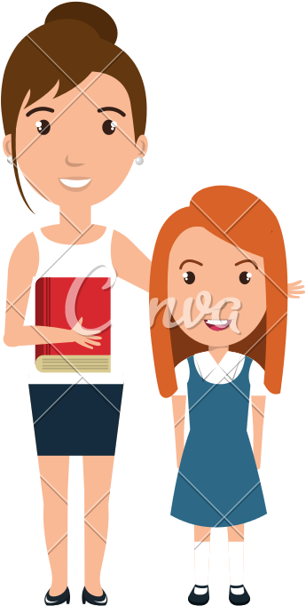 Girl Student With Teacher - Teacher With Girl Student Clipart (800x800)