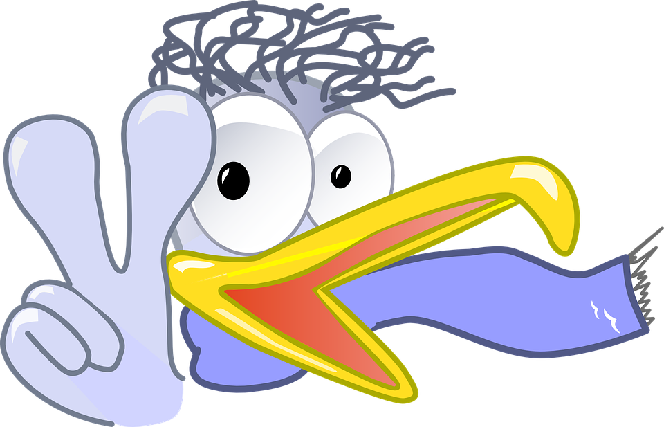 Gull, Openoffice, Otto, Logo, Mascot - Blitzender Cartoon-vogel Das Friedenszeichen Mitteilungskarte (960x617)