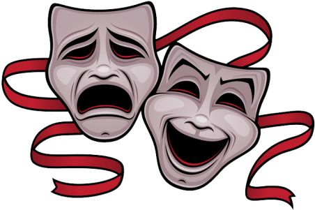 Two Smiling Masks - Tragic And Comedy Masks (500x458)