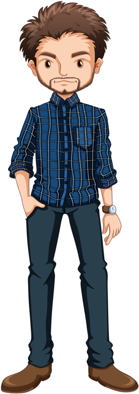 Familia Ilustracionmuñequitos Animadosconstelaciones - Man Of Plaid Shirt Cartoon (301x800)