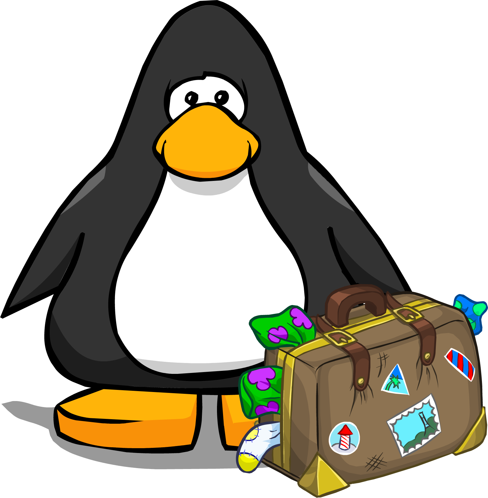 Overflowing Suitcase Pc - Penguin With Suitcase Cartoon (1617x1649)