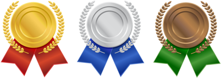 Silver Ribbon - Gold Silver Bronze Medal Png (960x454)