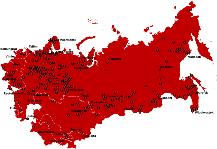 Location Map Of The Soviet Gulag System Of Concentration - Soviet Union In 1945 (750x530)