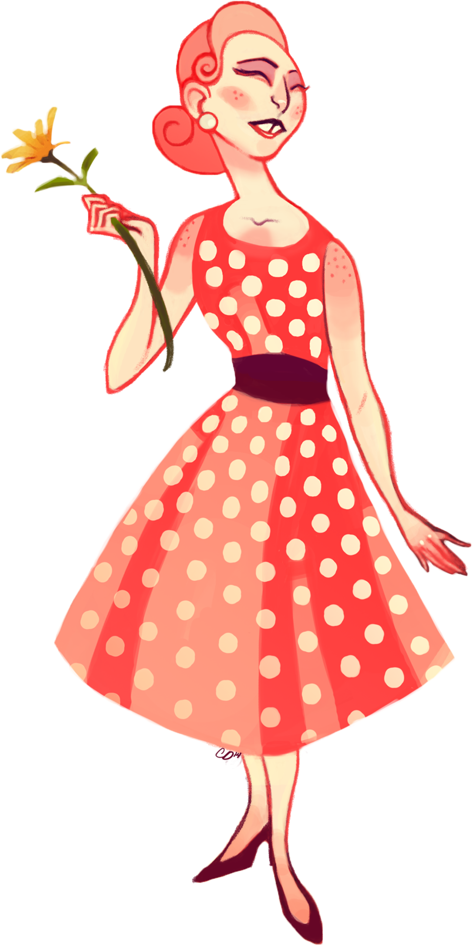 Original Characters Based Off Of A Caddy Vintage Housewive - Polka Dot (997x1920)