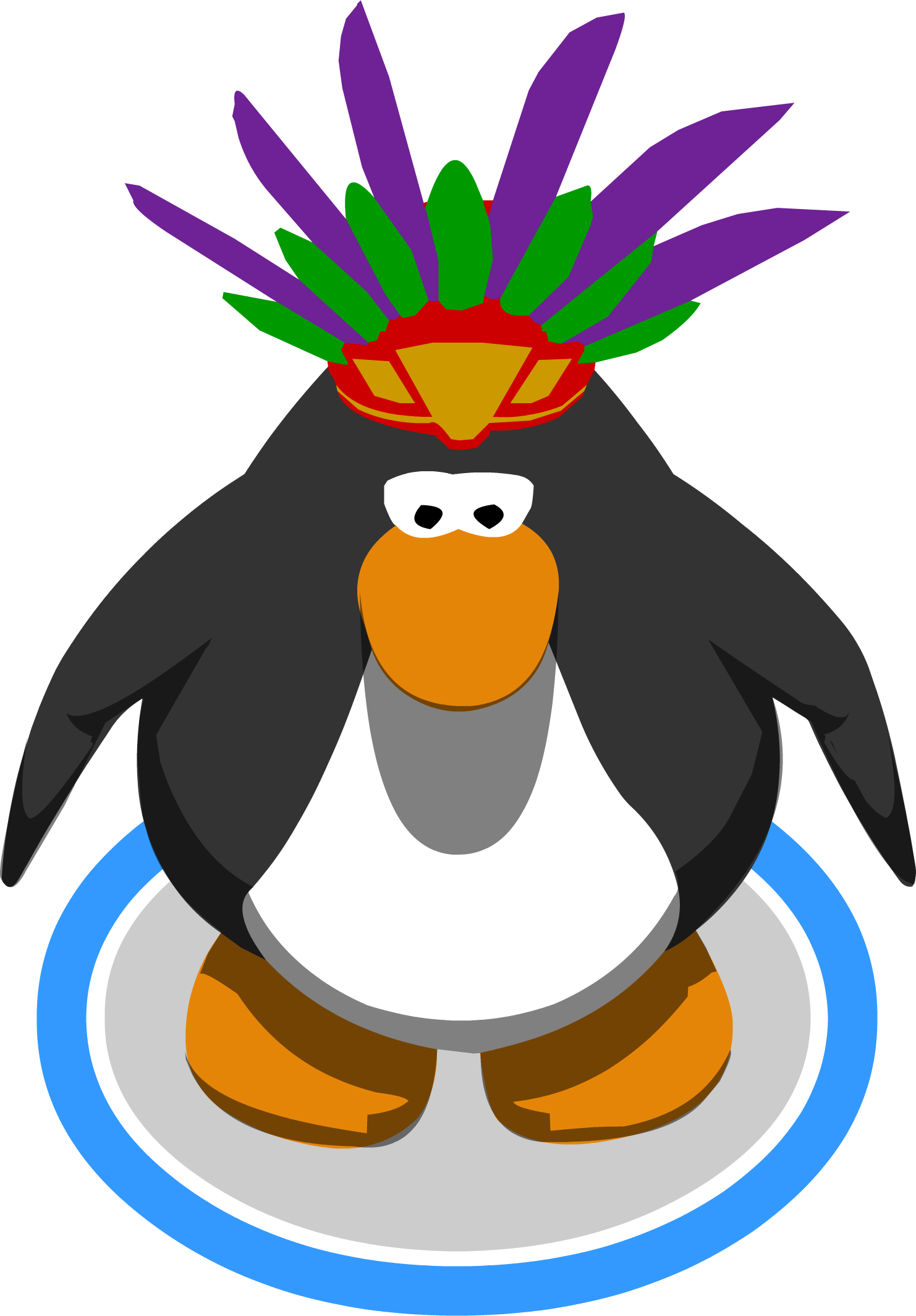 Tiki Tiki Headdress In-game - Club Penguin Blue Penguin (1482x2128)
