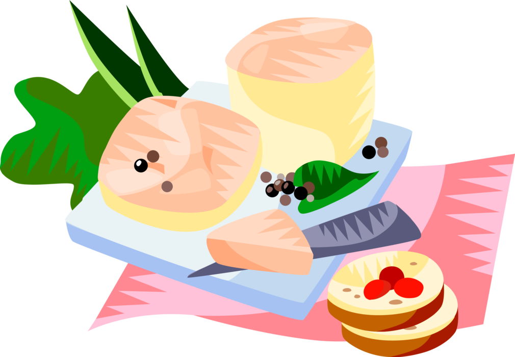 Vector Illustration Of European French Cuisine Foie - Foie Gras Clipart (1010x700)