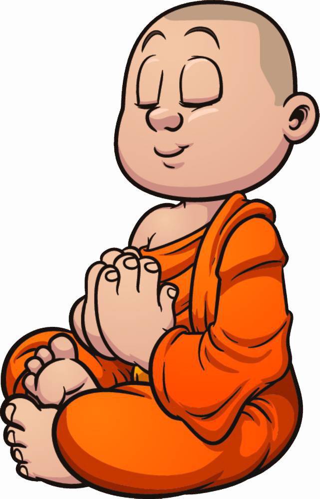 Portrait Clipart Namaste - Cartoon Monk (641x1000)