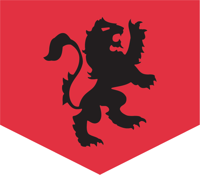 Red Flag With A Black, Medieval Lion Design Representing - Medieval Times Red Knight Symbol (641x561)