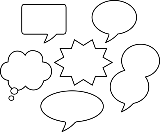 Clip Art Word Balloons Free Speech Download On - Comic Book Dialogue Bubbles (550x453)