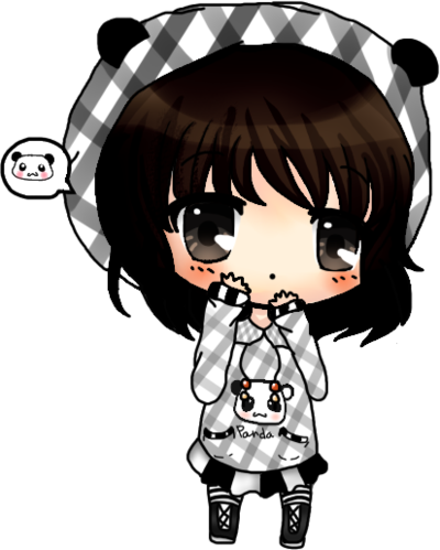 Anime Girl With Panda Hoodie Download - Panda Girl Chibi Anime (400x499)