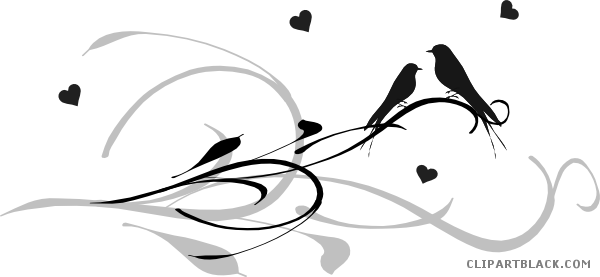 Love Birds Animal Free Black White Clipart Images Clipartblack - Line Bird Art (600x277)
