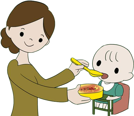 Baby Food Eating Infant Child - Mom Feeding Baby Clipart (600x464)