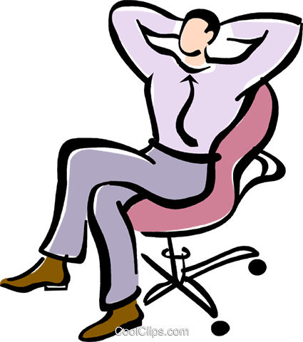 Man Relaxing At Work Royalty Free Vector Clip Art Illustration - Relaxing At Work Clipart (425x480)