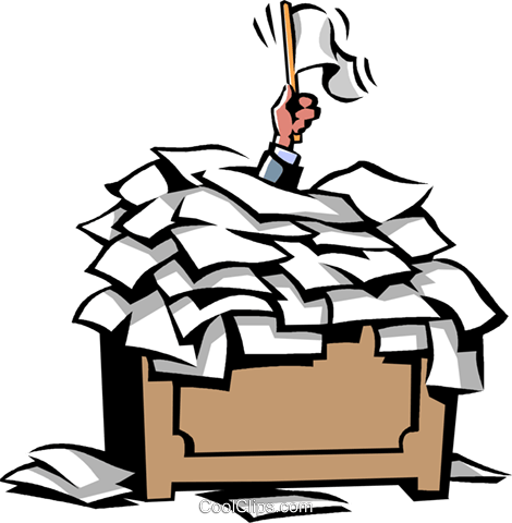 Person Surrendering At Their Desk Royalty Free Vector - Up To My Neck In Work (470x480)