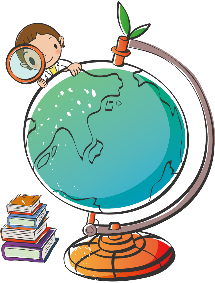 Student Coin Boy Clip Art - Boy With A Globe Cartoon (1000x1000)