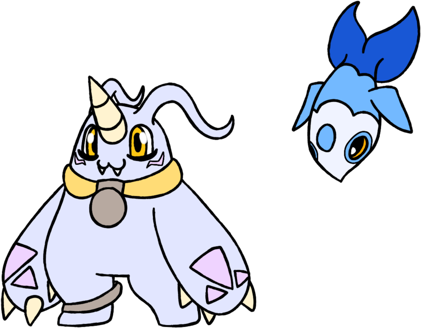 Marinedrimogemon And Minnowmon By Wolfryhedgies - Cartoon (1024x758)