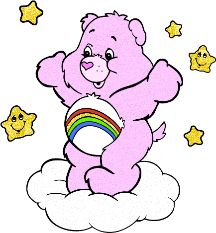 Clipart Graphic Myspace - Purple Care Bear Rainbow (433x480)