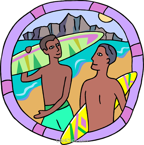 Young African American Surfers Royalty Free Vector - Young African American Surfers Royalty Free Vector (476x480)