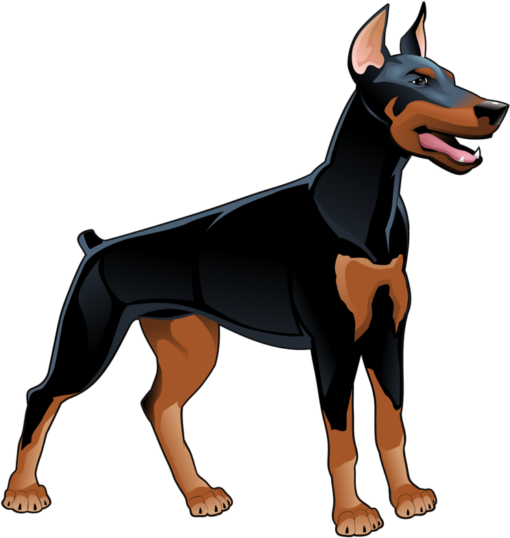 Doberman Pinscher Clipart Cartoon - Doberman Cartoon (761x800)