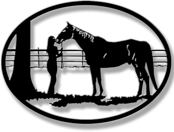 Girl And Horse Silhouette - Silhouette (555x600)